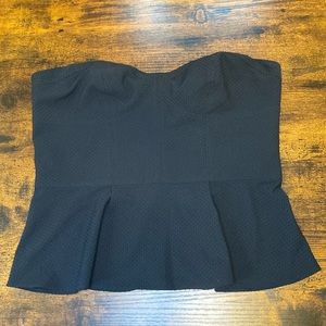 Express Size 10 Like New Black Strapless Peplum Top